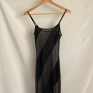 Black Colorblock Mesh Maxi Dress